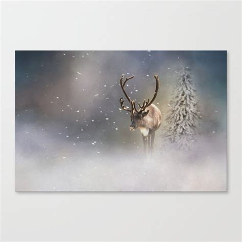 a painting of a deer in the snow