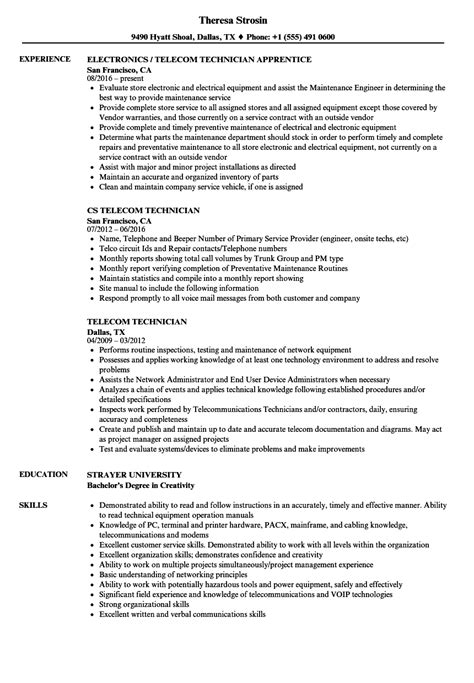 Telecom Technician Resume Samples | Velvet Jobs