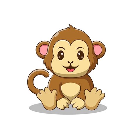 Premium Vector | Cute Monkey Cartoon Sitting Vector Icon Illustration