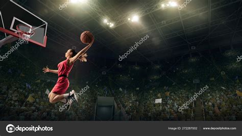 Female Basketball Player Makes Slam Dunk Basketball Player Big ...