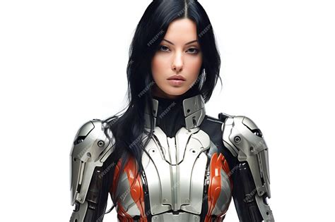 Premium AI Image | Beautiful young female robot isolated on a white ...