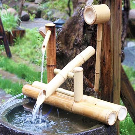 zenggp Zen Garden Water Fountain Bambus Wasserspiel Schaukelpumpe Wasserlandschaft ， Japanische ...