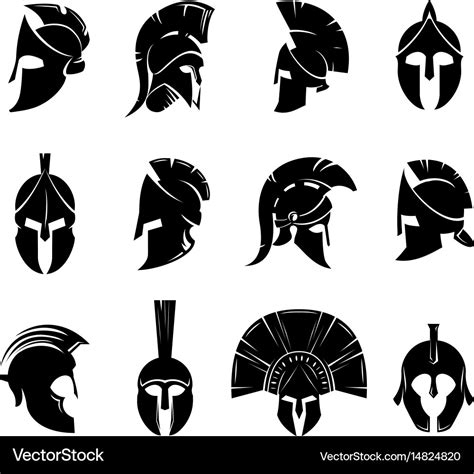 Spartan helmet set Royalty Free Vector Image - VectorStock