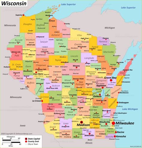 Wisconsin Counties Map With Cities