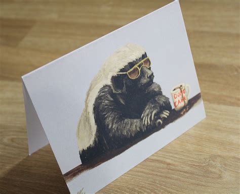 Honey Badger Stationery Card, Funny Animal Note Cards, Don't Care ...