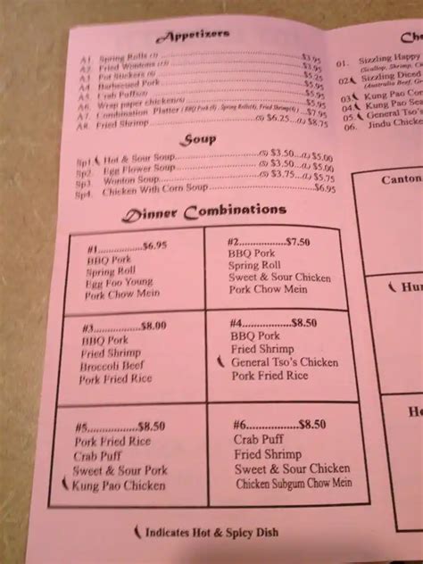 Menu at Joy Kitchen restaurant, Canby, 314 NW 1st Ave