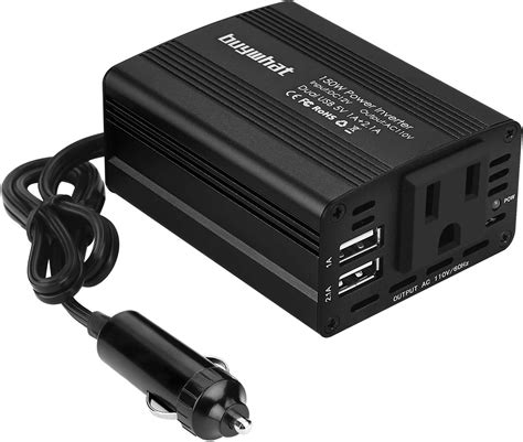 Buywhat 150W Power Inverter DC 12V to 110V AC Converter Car Plug Adapter Outlet Charger for ...