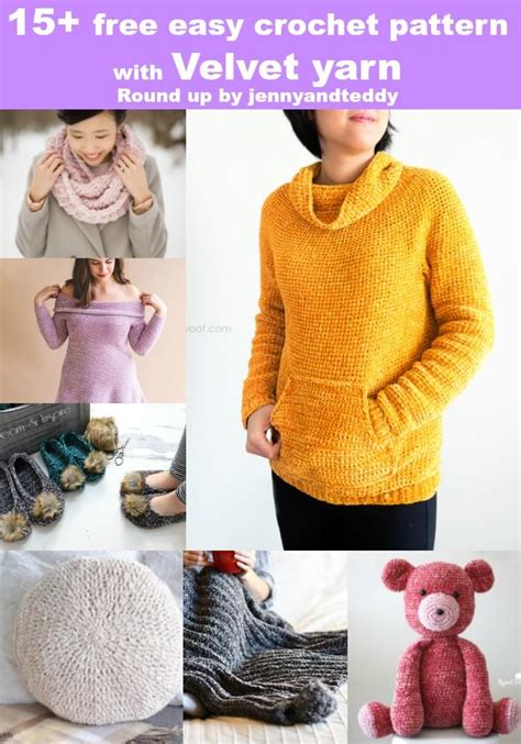 15+ free easy crochet patterns made with velvet yarn - Jenny & Teddy