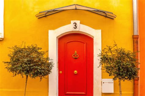 Free Images : yellow, red, orange, green, architecture, wall, majorelle blue, arch, facade ...
