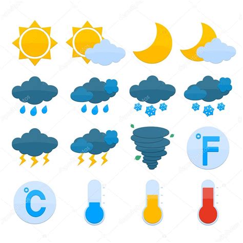 Weather Forecast Icons Set — Stock Vector © macrovector #44527469