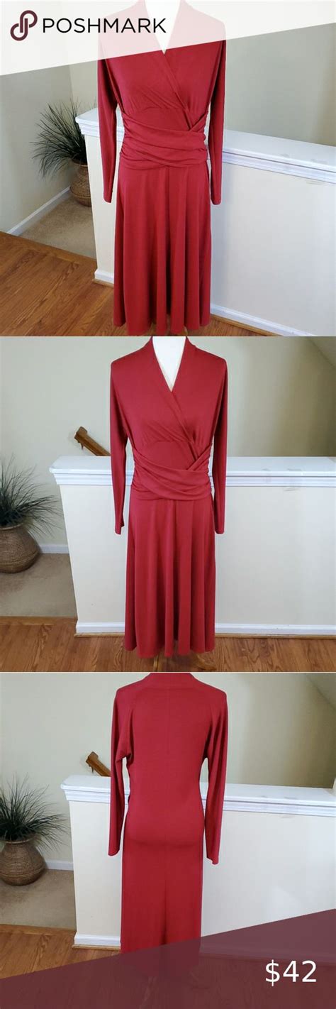 Coldwater Creek Dress | Red long sleeve dress, Creek dress, Coldwater ...