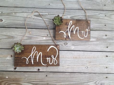 Rustic Mr And Mrs Wedding Signs, Succulant Wedding, Mr Mrs Chair Signs, Wooden Mr And Mrs Sign ...