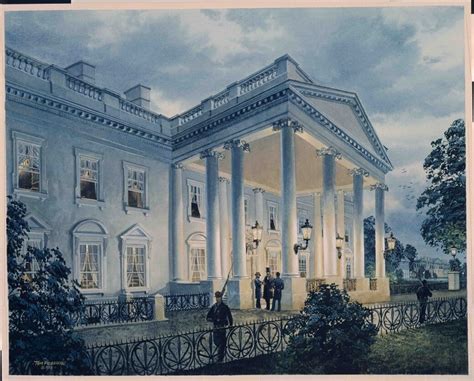 Painting of President Lincoln under the North Portico - White House ...