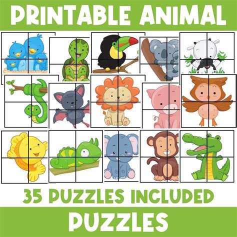 Animal Puzzles for Kids Early Years Puzzle Fine Motor Homeschool Children's Puzzles Instant ...