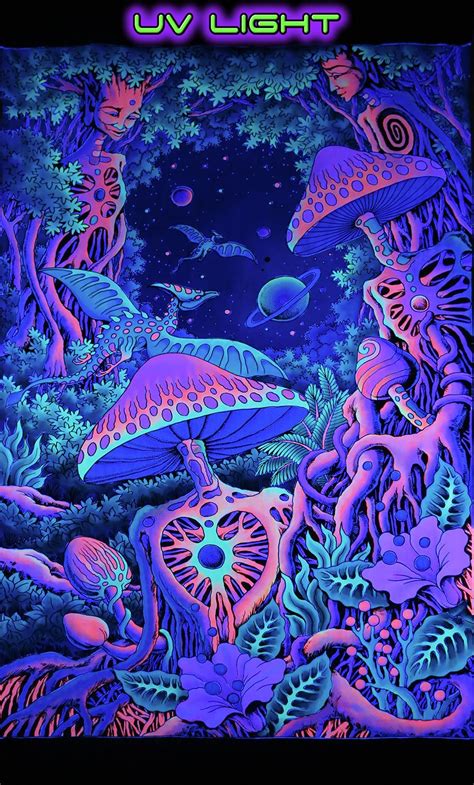 Space Tribe Psychedelic Tapestry 'PSY Shroom' - Hand-Painted and ...