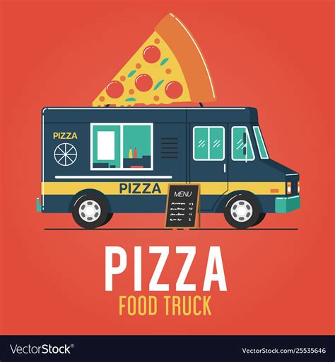 Pizza food truck Royalty Free Vector Image - VectorStock