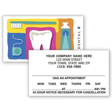 Dental Appointment Reminder Cards - Dental Record Forms