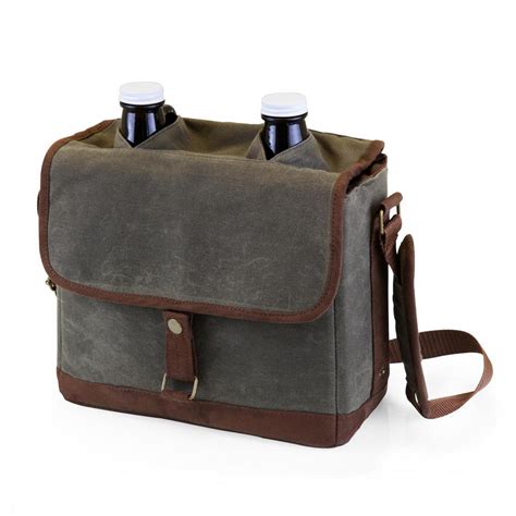 Legacy 64 oz. Waxed Canvas Insulated Double Growler Tote with Glass ...