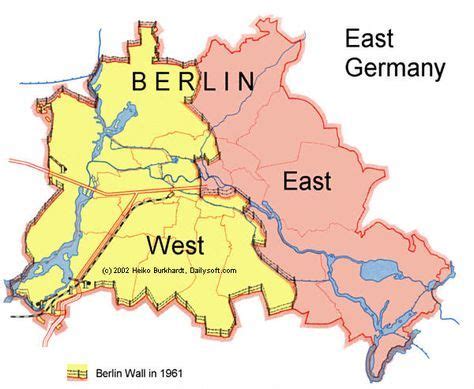 Map of Berlin wall - West Berlin was an exclave of West Germany. It ...