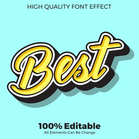 Premium Vector | Yellow best script text style editable font effect