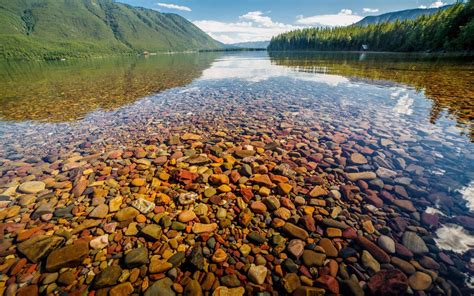 Lake Mcdonald Glacier National Park Clear Water Gravel Colored Stones ...