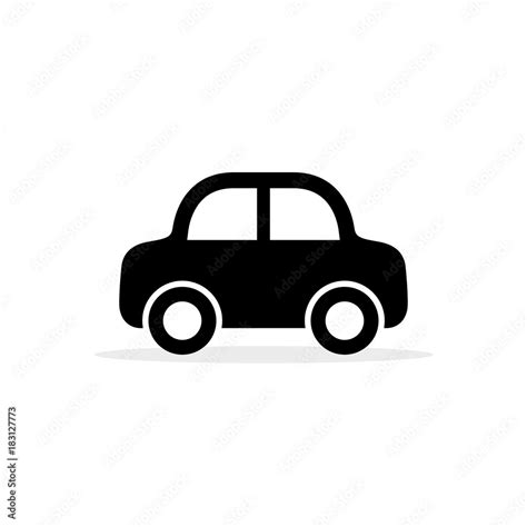 Car icon, vector flat simple cartoon transportation symbol isolated on white. Side view Stock ...