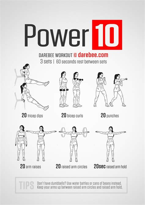 Power 10 Workout | Arm workout, Body workout at home, Tone arms workout
