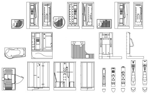 Multiple shower cabin elevation blocks cad drawing details dwg file ...