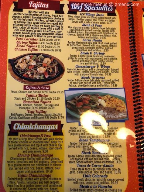 Menu at El Paso Mexican Restaurant, Falmouth