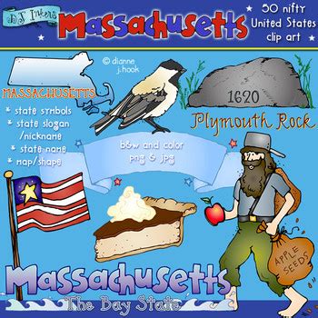 Massachusetts State Symbols Clip Art Download by DJ Inkers | TpT