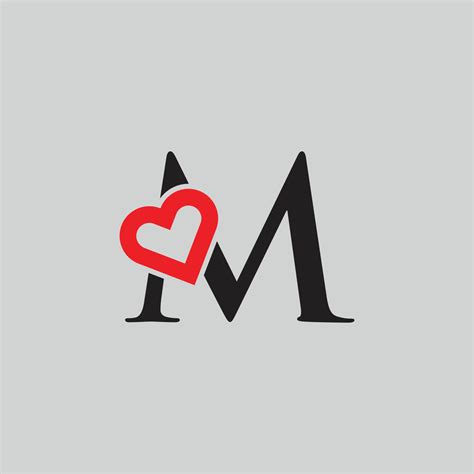 Logo Heart Letter M. Beautiful vector love logo design. M love outline ...