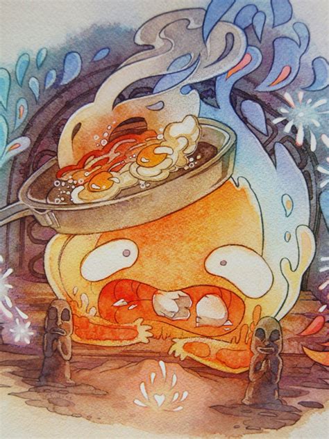 Howl's Moving Castle Calcifer Studio Ghibli 11 x 11 Print | Etsy ...