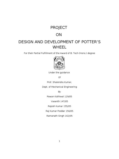 Design and Development of Potter's Wheel | PDF | Gear | Transmission (Mechanics)