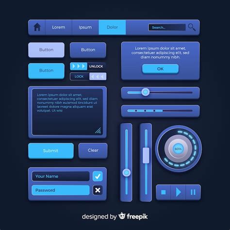 Modern web design button collection with flat design | Free Vector