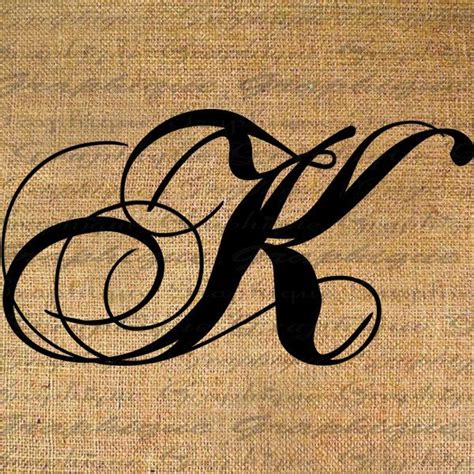 Monogram Initial Letter K Digital Collage Sheet Burlap Digital | Etsy ...