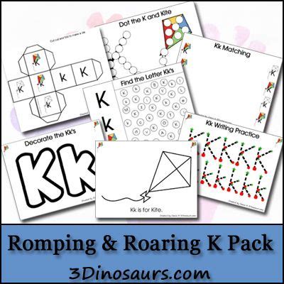 Free Romping & Roaring K Pack - 3Dinosaurs.com **Awesome printables for every letter!** Alphabet ...