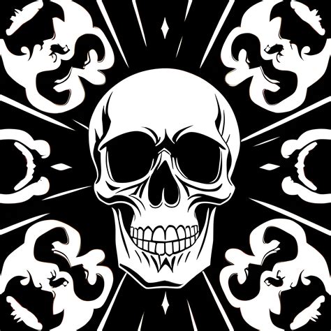 , Cartoon skull black back ground - Arthub.ai