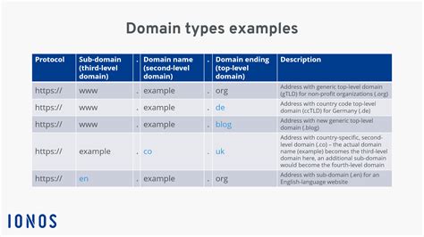 Types of domain | Examples of domain levels and endings - IONOS