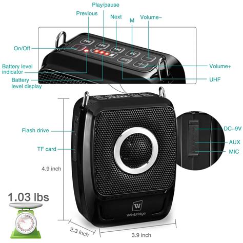 Wireless Voice Amplifier Portable PA System with Wireless Mics - 25W Rechargeable Microphone and ...