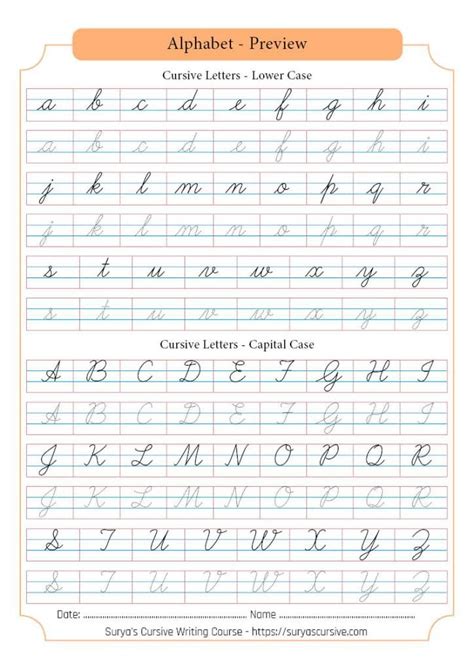 Free Cursive Writing Worksheets (PDF) | SuryasCursive.com | Learning ...