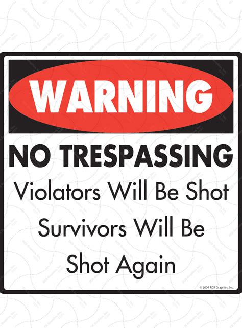 Warning No Trespassing Aluminum Signs and Vinyl Stickers