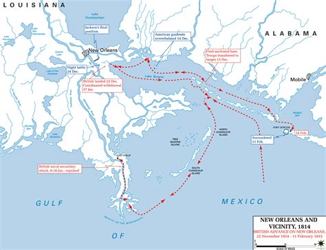 Map of the Battle of New Orleans: Prelude 1814-5