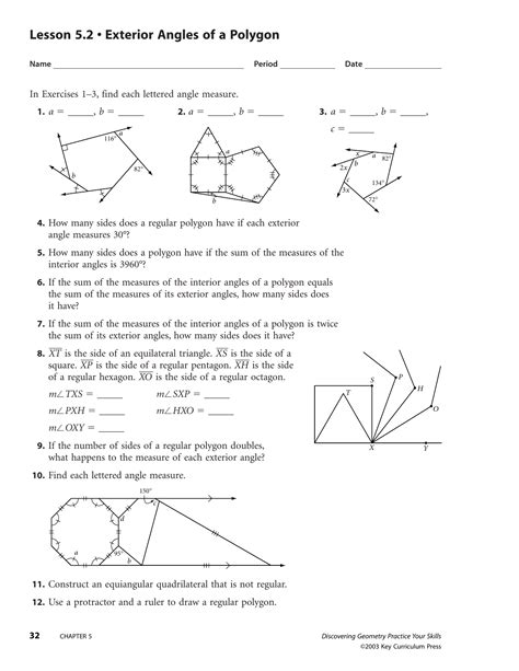 Interior And Exterior Angles Of Polygons Worksheet With Answers | Cabinets Matttroy