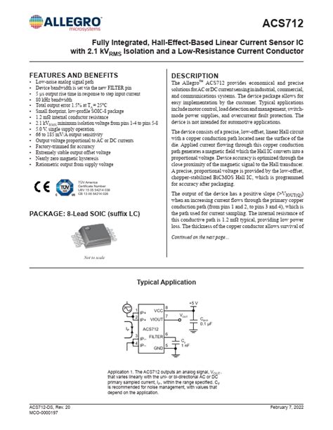 ACS712 Datasheet | Fully Integrated / Hall Effect-Based Linear Current Sensor