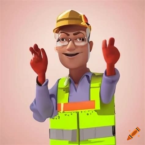 Animated depiction of workplace safety measures on Craiyon