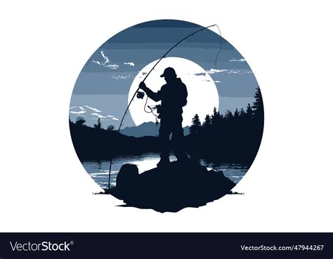 Monochrome fishing rod Royalty Free Vector Image