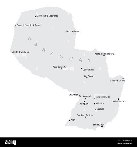 Paraguay cities map Stock Vector Image & Art - Alamy