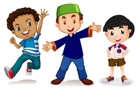 Multicultural kids on white background 295691 Vector Art at Vecteezy