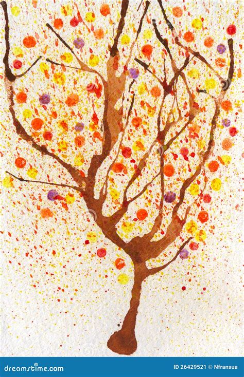 Watercolor autumn tree stock illustration. Illustration of nature - 26429521