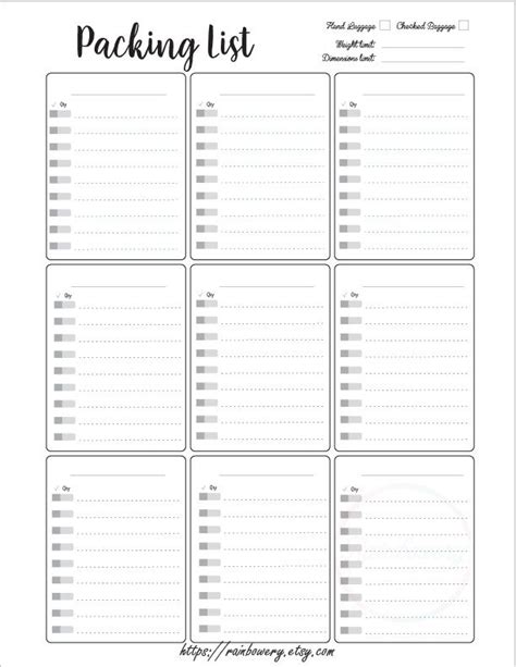 Blank Packing List Printable - Printable Word Searches